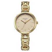 Titan 95353YM01 Raga Showstopper women's watch with champagne dial and gold metal strap
