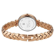 Titan 95357WM01 Raga Showstopper women's watch with rose gold dial and rose gold metal strap, caseback view