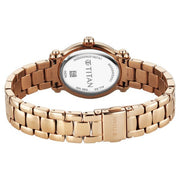Titan 95359WM01 silver dial watch with rose gold strap, alternate view of the watch and bracelet