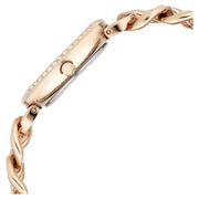 Titan 95361WM01 Raga Showstopper women's watch with silver dial and rose gold metal strap, side profile showing the case and crown