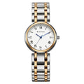 Titan 95370KM01 Eminence Workwear Quartz Analog Watch with White Dial and Two-Tone Metal Strap for Women