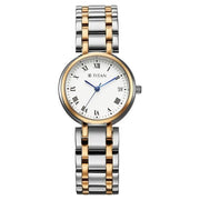 Titan 95370KM01 Eminence Workwear women watch with white dial and two toned strap, primary product view