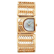 Titan 95375WM01F Raga Ethereal women's watch with mother of pearl dial and rose gold stainless steel strap, front view at an alternate angle