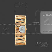 Titan 95375WM01F Raga Ethereal women's watch with mother of pearl dial and rose gold stainless steel strap, case size and dimensions view
