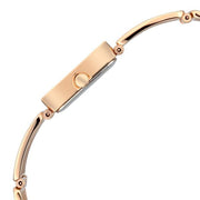 Titan 95375WM01F Raga Ethereal women's watch with mother of pearl dial and rose gold stainless steel strap, angled case and bracelet view