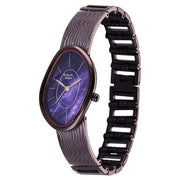 Titan 95390QM01 angled view showing the shaped case and purple metal strap