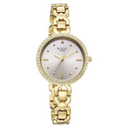 Titan 95420YM01 Raga Spotlight women's watch with silver dial and golden metal strap, alternate front view