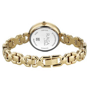 Titan 95420YM01 Raga Spotlight women's watch with silver dial and golden metal strap, caseback and golden bracelet