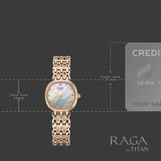 Titan 95421WM01 Raga watch case-size illustration for the white dial watch