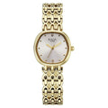 Titan 95421YM01 Raga Spotlight Quartz Analog Watch with White Dial and Golden Metal Strap for Women 25mm