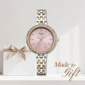 Titan 95424KM01 Raga Spotlight Quartz Analog Watch with Pink Dial and Two-Toned Metal Strap for Women 32.5mm