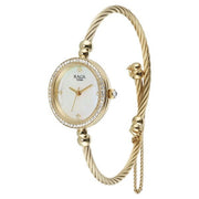 Titan 95425YM01 women's watch with gold metal strap