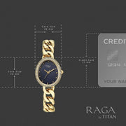 Titan 95429YM01 Raga Spotlight case-size illustration showing 30mm case length and 26mm case width
