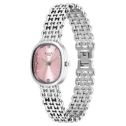 Titan 95430SM01 angled view showing the shaped case and silver bracelet