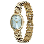 Titan 95430YM01 women's watch with gold metal strap