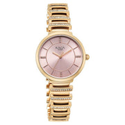 Titan 95431WM01 Raga watch front view showing the pink dial and bracelet details