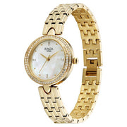 Titan 95463YM01 women's watch with golden strap and round case