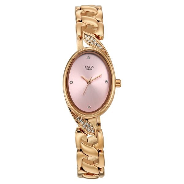Titan 95480WM01 Raga Showstopper Quartz Analog Watch with Rose Gold Dial and Rose Gold Metal Strap for Women 22mm