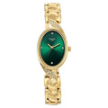 Titan 95480YM01 Raga Showstopper Quartz Analog Watch with Green Dial and Golden Metal Strap for Women 22mm