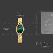 Titan 95480YM01 22mm watch for women with green dial