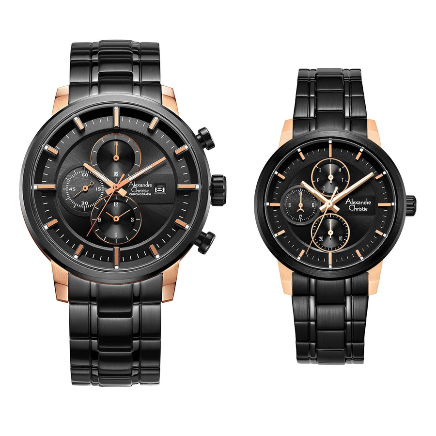 Alexandre Christie 6323MCBFBRBA Couple's Chronograph Quartz Watch 36+45mm