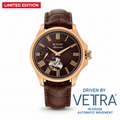 Titan 10076WL01 Vetra Limited Edition Atrium Offset Seconds Automatic Analog Watch with Maroon Dial and Brown Leather Strap for Men 42mm