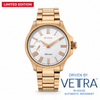 Titan 10076WM01 men's Vetra automatic watch with white dial and pink stainless steel strap, front product view