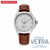 Titan 10077SL05 men's Vetra automatic watch with white dial and brown stainless steel strap, front product view