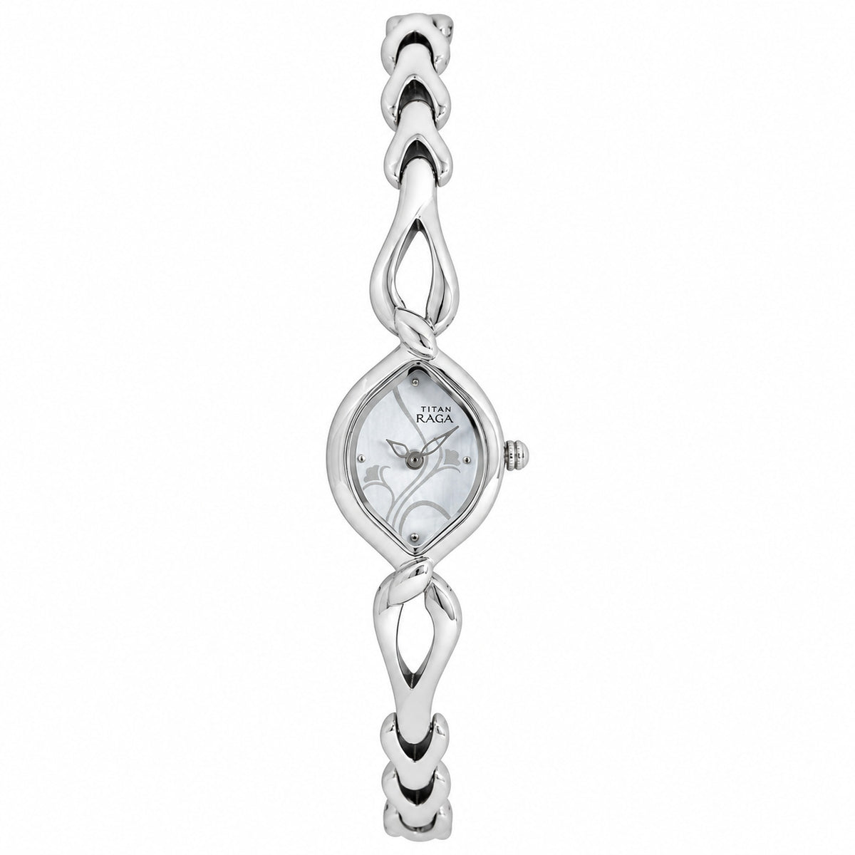 Titan 2455SM01 Raga Silver Dial Quartz Analog Special-Shaped Metal Strap Watch for Women 17.5mm