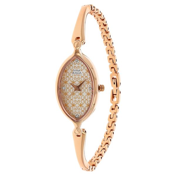 Titan 2499WM01 Raga World Cities Silver Dial Quartz Analog Rose Gold Metal Strap Watch for Women 18.33mm