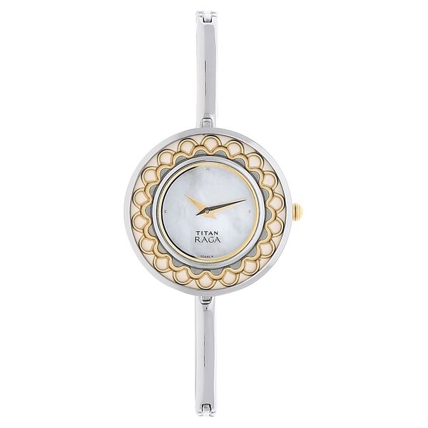 Titan 2530BM01 Raga Kitsch Mother of Pearl Dial Quartz Analog Silver Metal Strap Watch for Women 30mm