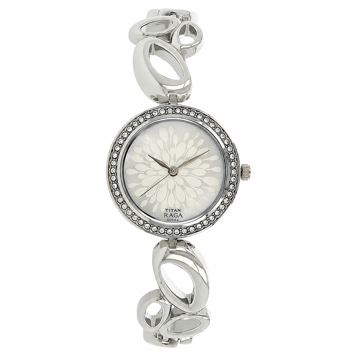 Titan 2539SM02 Raga Garden of Eden Pearly White Dial Quartz Analog Metal Strap Watch for Women 29mm