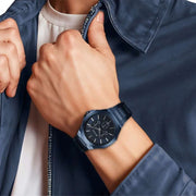 Titan Classic Slim Multifunction Quartz Multifunction Blue Dial Stainless Steel Strap Watch For Men