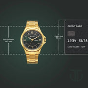 Titan Karishma Quartz Analog with Day and Date Green Dial Golden Stainless Steel Strap Watch For Men