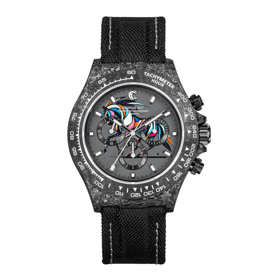 Cronus Art CM016-069 Chrono Racing Carbon Series Fei Hong Stallion Shadow Automatic WatchFor Men 44mm