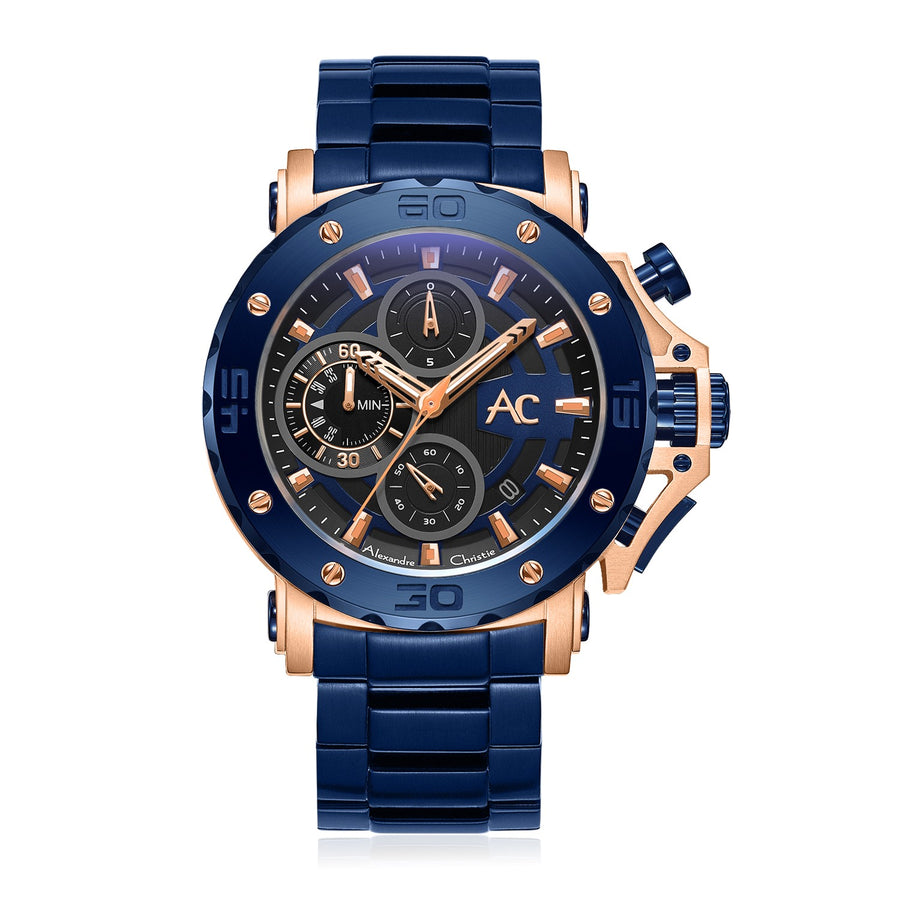 Alexandre Christie 9205MCBURBU Men Chronograph Quartz Watch 47mm