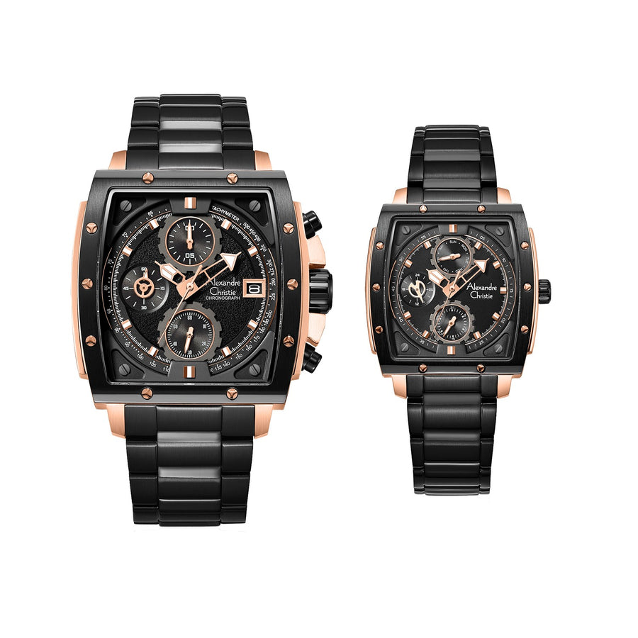 Alexandre Christie 6376MCBFBRBA Couple's Chronograph Quartz Watch 44+35mm