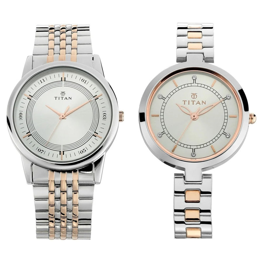 Titan 17732603KM01 Bandhan  Couple 3 Hands  Quartz Watch 40.4mm + 29mm