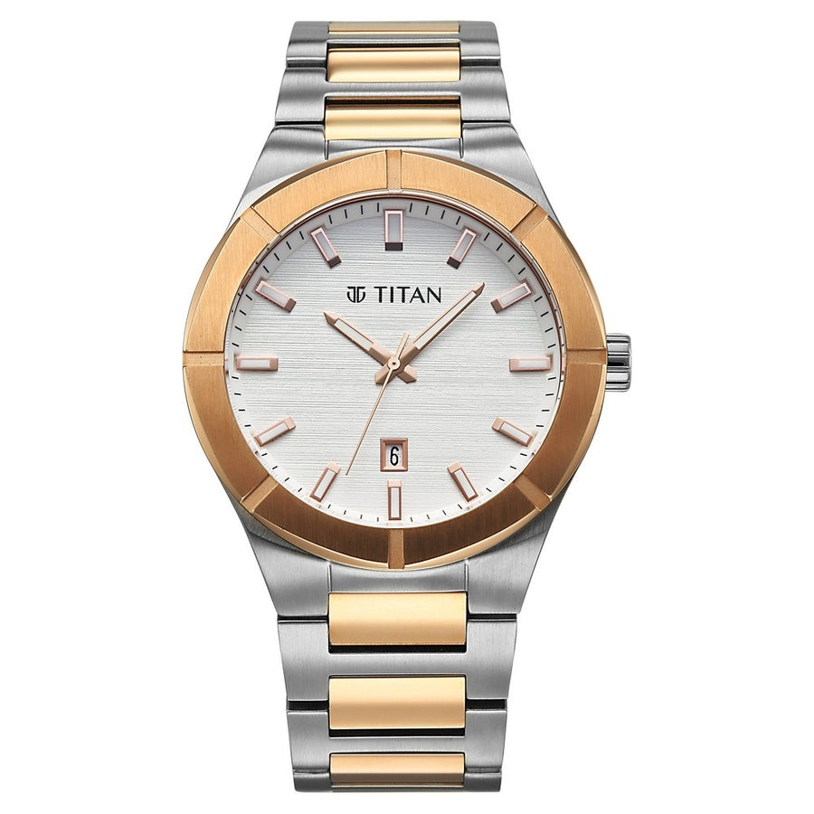 Titan 90240KM01 Regalia Marque Men 3 Hands w/ Date Quartz Watch 43mm