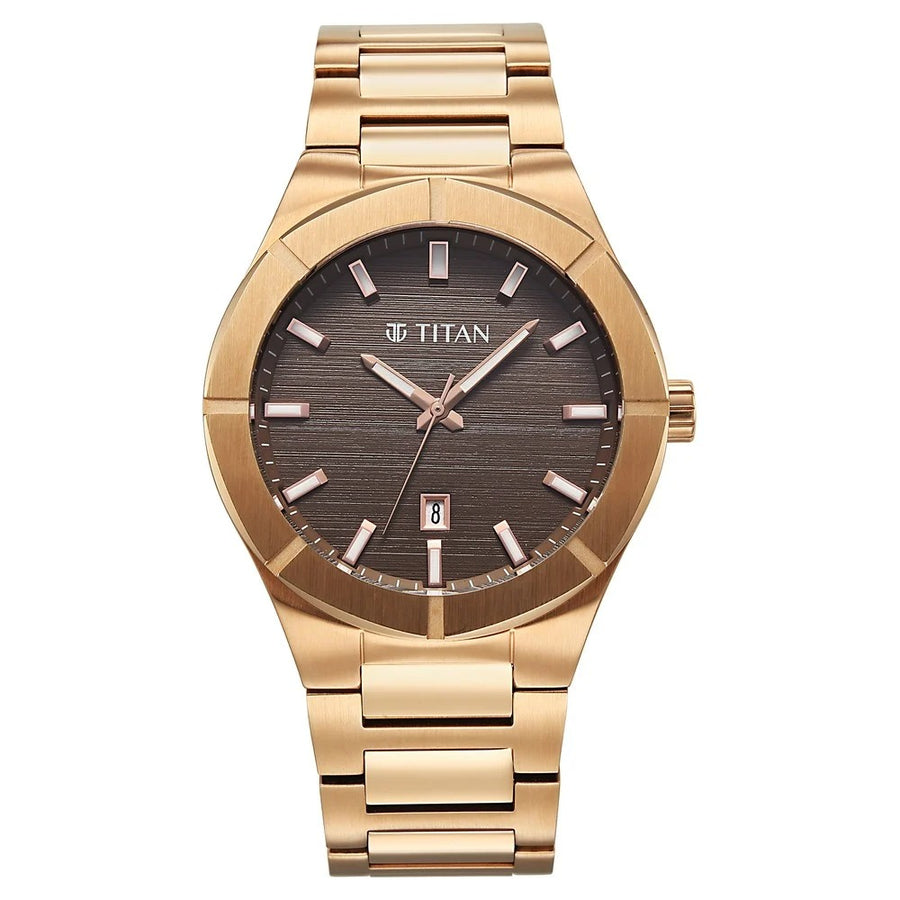 Titan 90240WM01 Regalia Marque Men 3 Hands w/ Date Quartz Watch 43mm