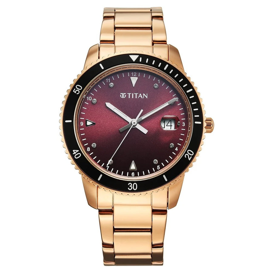 Titan 2768KM02 Purple Sports Fashion Women 3 Hands w/ Date Quartz Watch 36.50mm