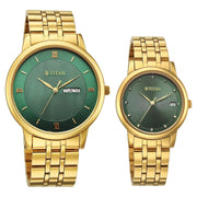 19672967YM01 Bandhan Eternal Pair Couple 3 Hands w/ Date Quartz Watch 42mm + 32.5mm