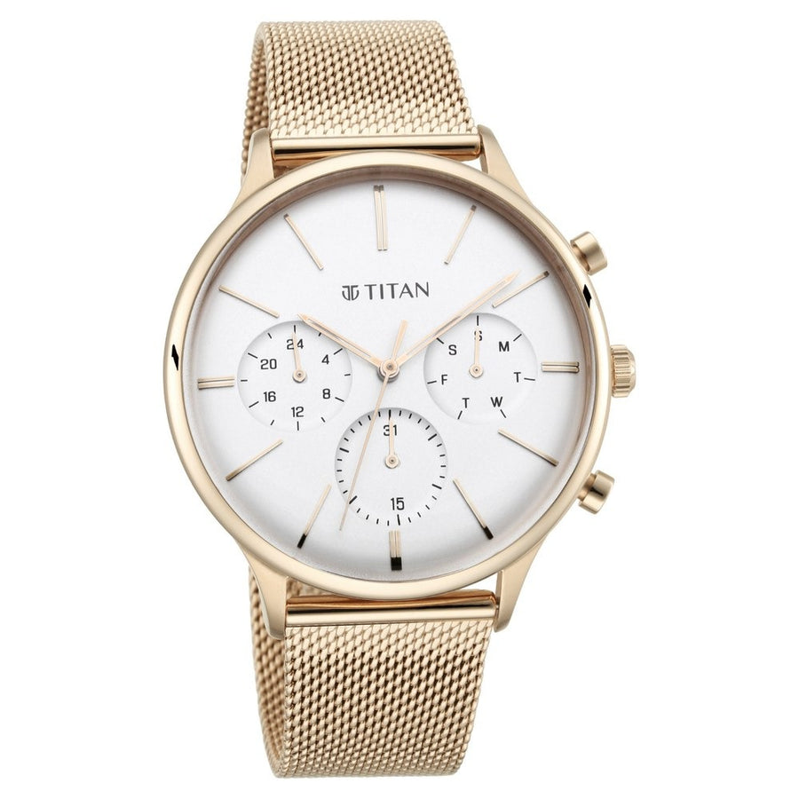 Titan 90134WM01 Light Leathers Men Multifunction Quartz Watch 42mm