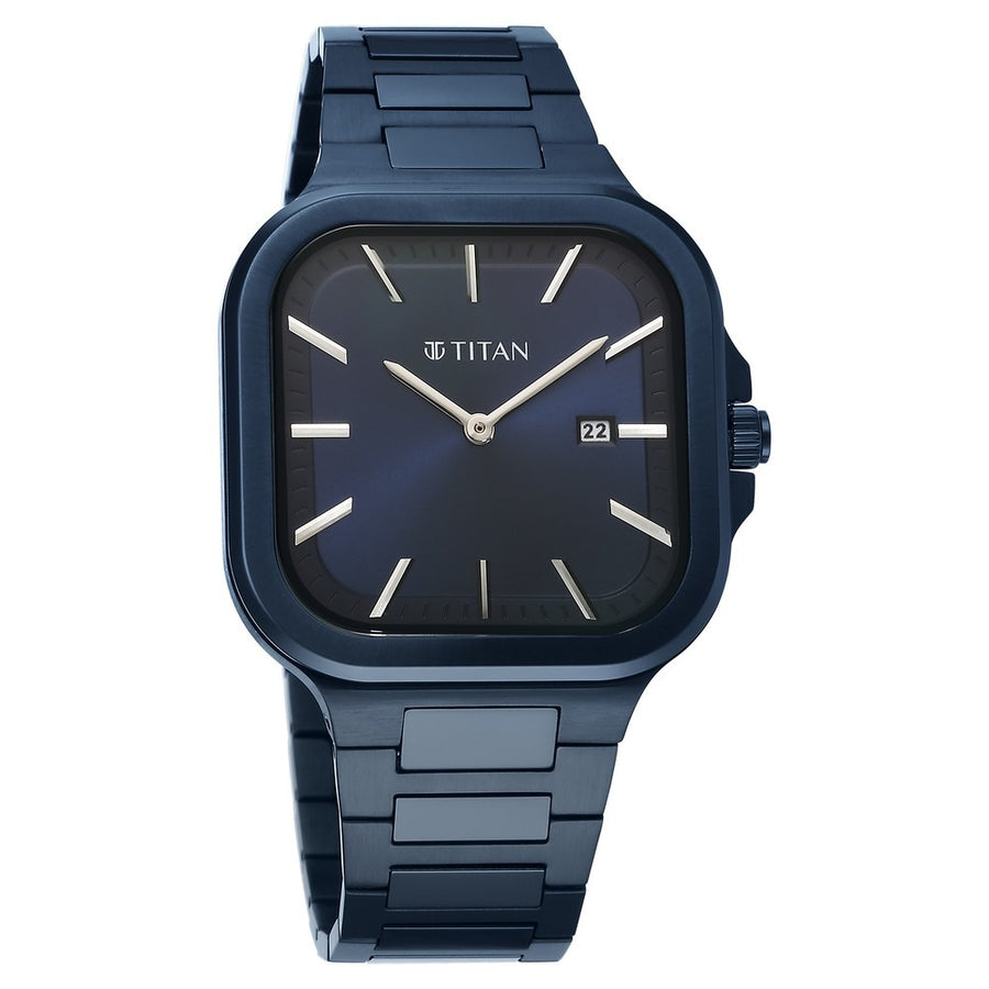 Titan 90176QM01 Classique Slim Square Men 2 Hands w/ Date Quartz Watch 41mm