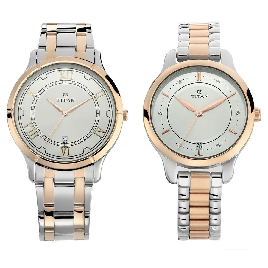 Titan 17752481KM01 Bandhan  Couple 3 Hands w/ Date Quartz Watch 40mm + 30.5mm