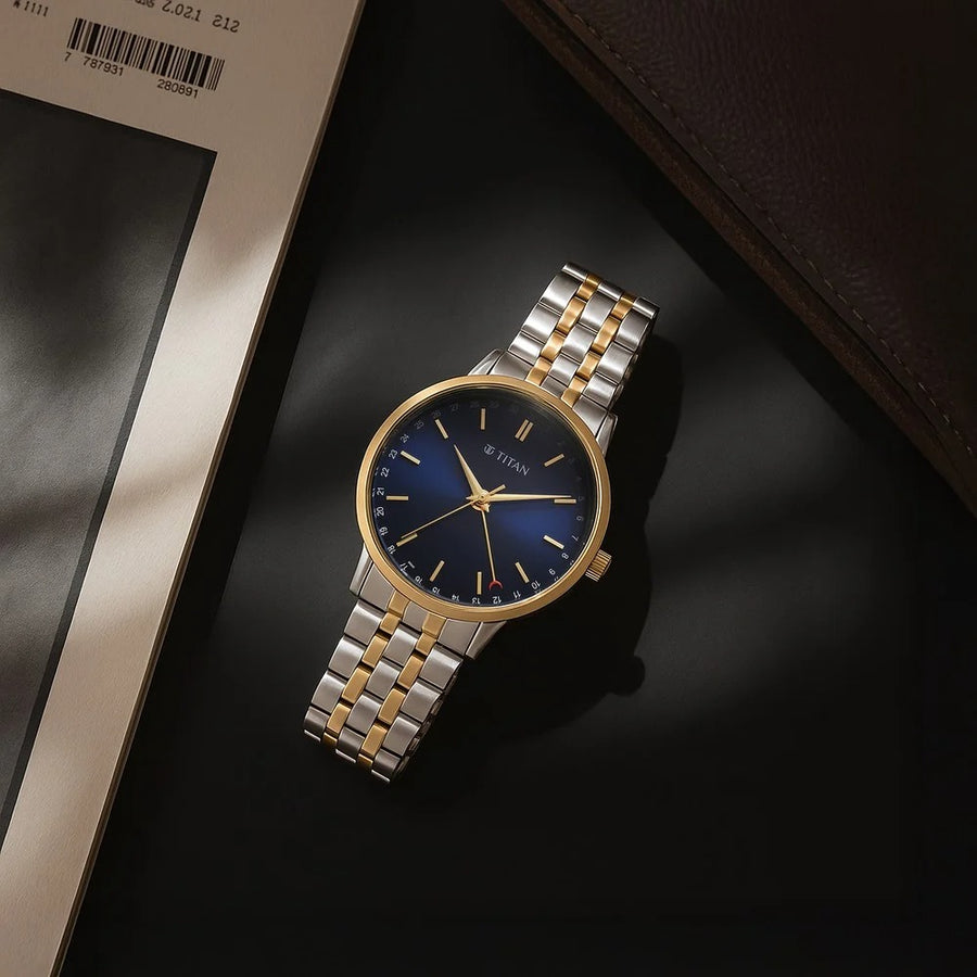 Titan 90202BM01 Elegance Men 3 Hands w/ Date Quartz Watch 40mm