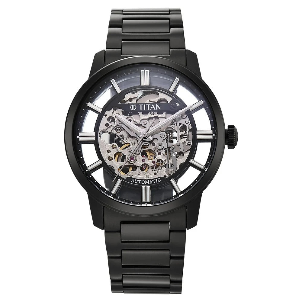 90220NM01 See-Through Skeletal Men 3 Hands Automatic Watch 43mm