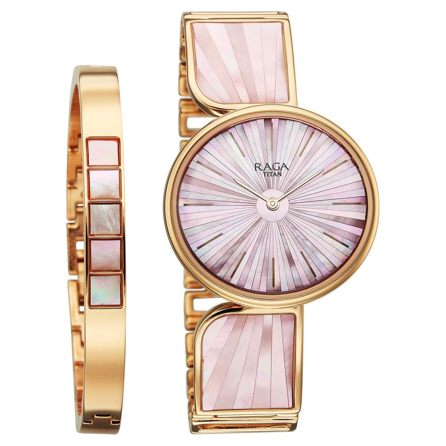 Titan 95226WM02F Raga Power Pearls Women 2 Hands Quartz Watch 33mm