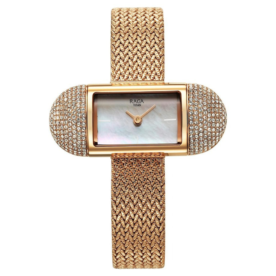 Titan 95259WM01F Raga Memoirs Women 2 Hands Quartz Watch 45mm