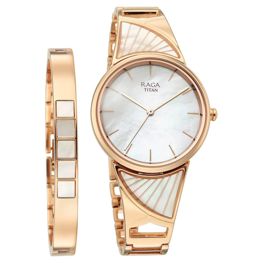 Titan 2810WM01F Raga Power Pearls Women 3 Hands Quartz Watch 32mm